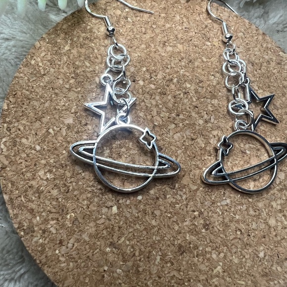 Saturn & Star Earrings - Picture 3 of 3